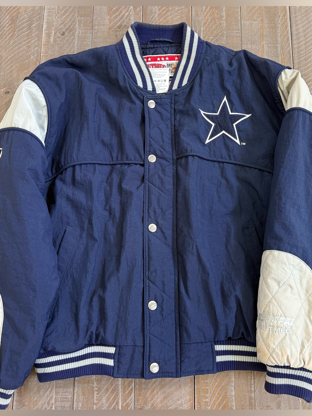 Vintage 1990’s Men’s Dallas Cowboys Bomber Jacket Navy Blue